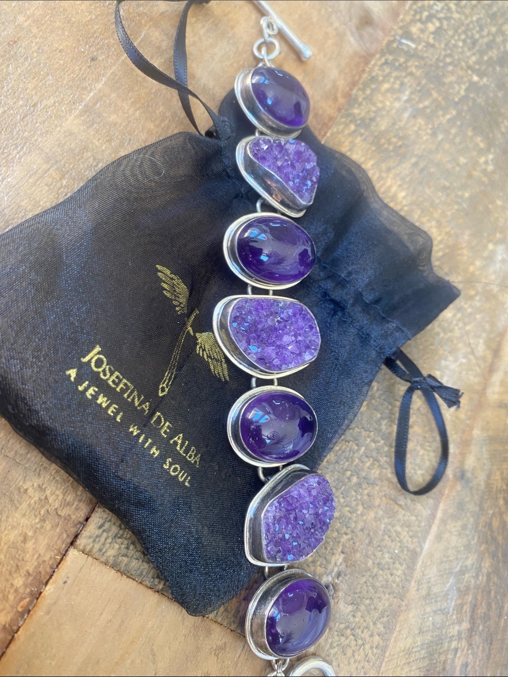 Purple Amethyst Druzy & Cabochon Bracelet